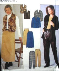 7813  SIMPLICITY BUTTON JACKET, VEST,  PANTS, SKIRT PATTERN 6-10; 12-16 choice 